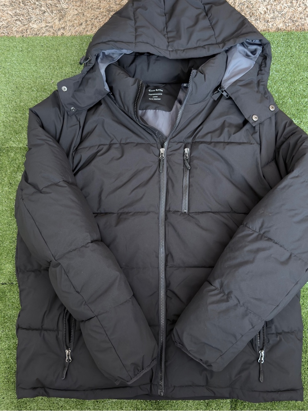 Club Room Black Quilted Hooded Puffer Jacket - Men's